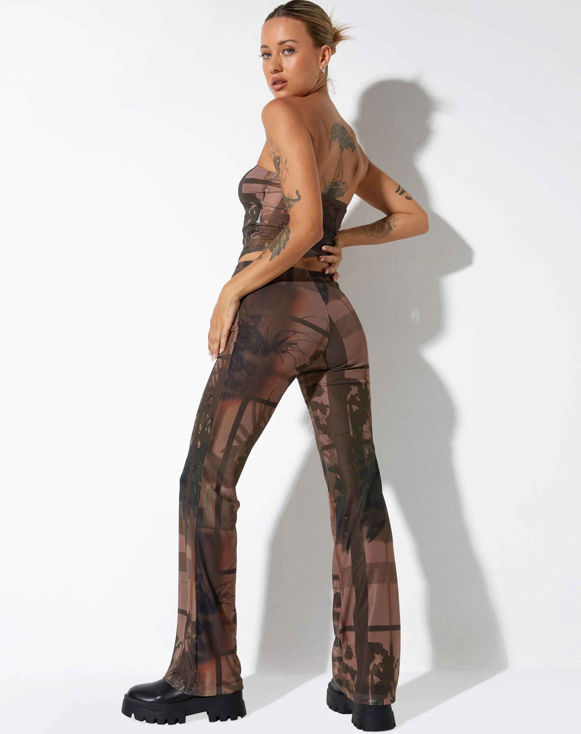 Agosta Flare Trouser in Photo Brown - Image 4