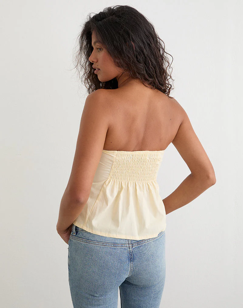 Ahera Top in Poplin Buttermilk with Cherry Blossom Embroidery - Image 3
