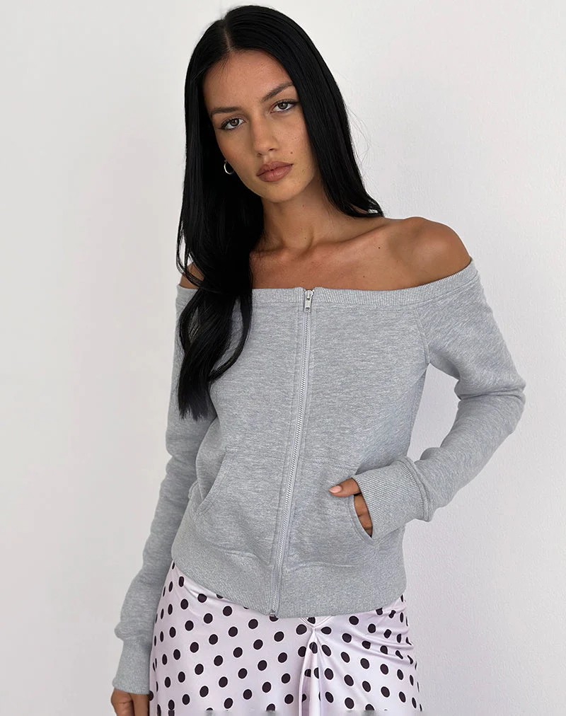Airazo Bardot Sweater in Grey Marl - Image 3