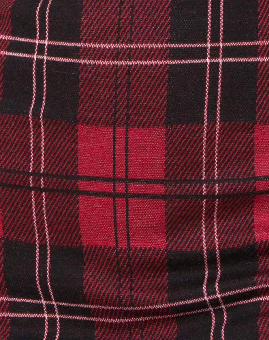 Ajuste Bodycon Dress in Plaid Red - Image 5