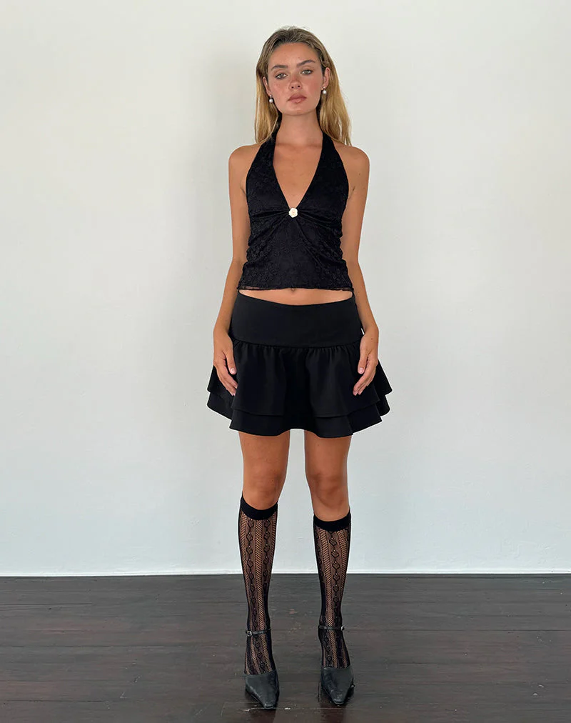 Aksa Halterneck Top in Canina Lace Black - Image 4
