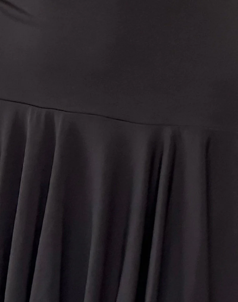 Alba Mini Asymmetric Ruffle Dress in Black - Image 6