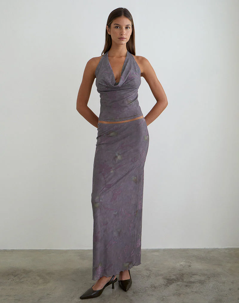 Alfreda Maxi Skirt in Flare Flower Purple - Image 2