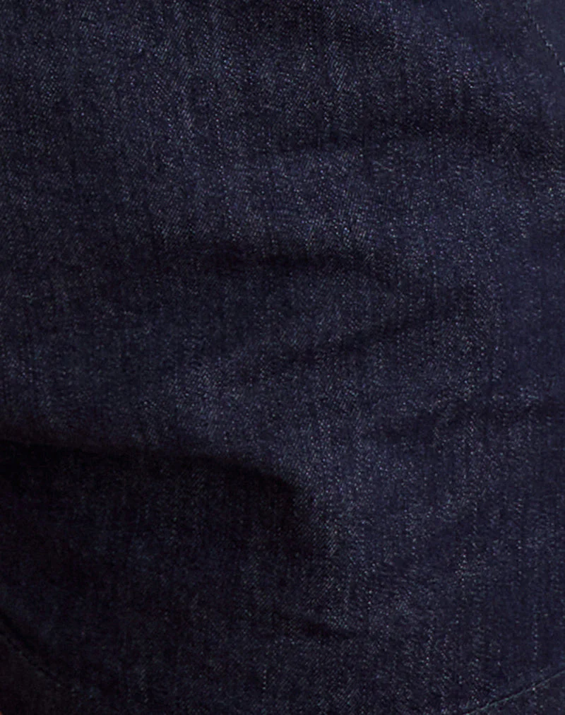 Alita Mini Short in Chambray Indigo with Buttons - Image 6