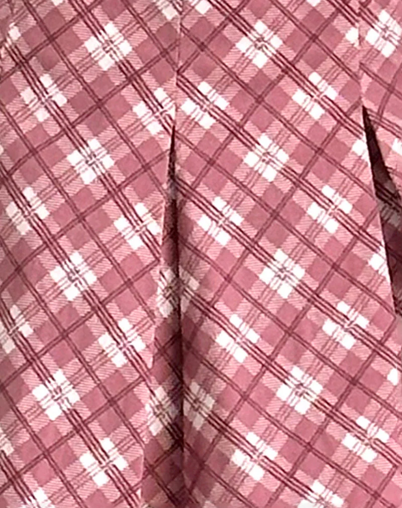 Alula Pleated Mini Skirt in Pink Tartan - Image 7