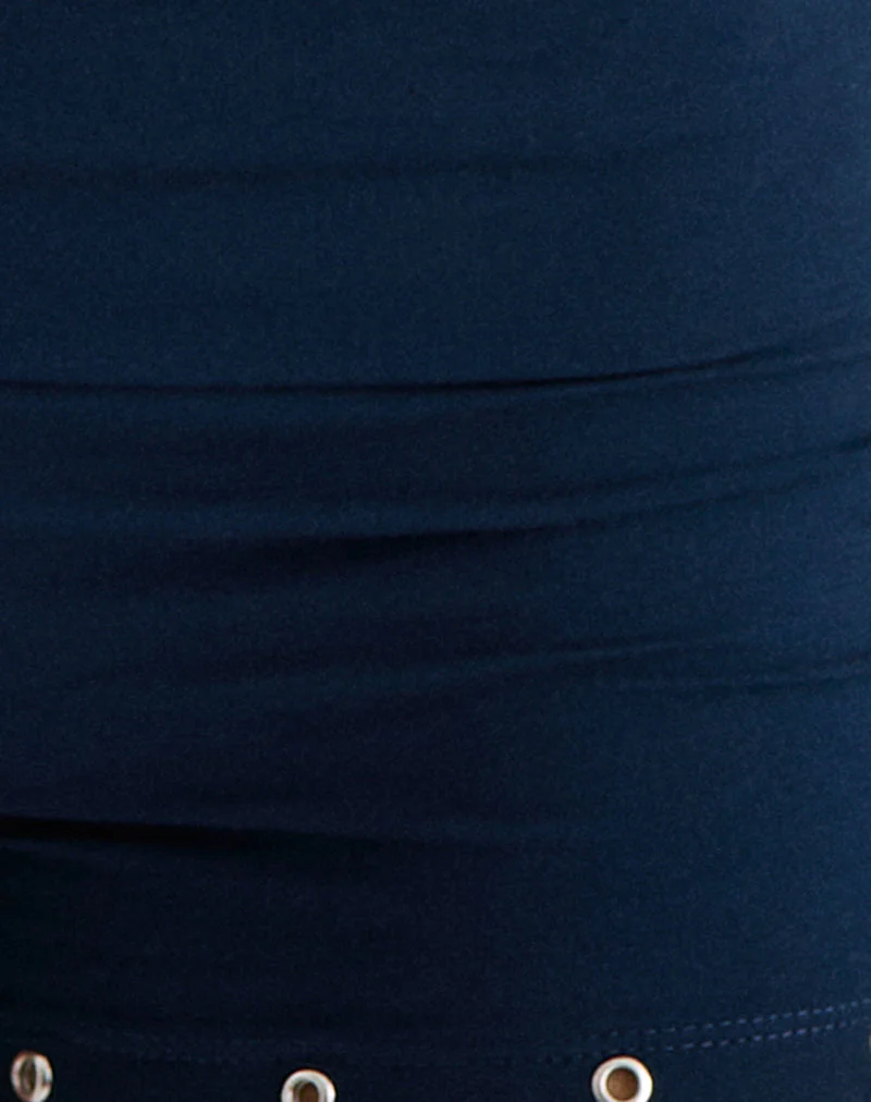 Amane Foldover Short in Rayon Jersey Navy - Image 6