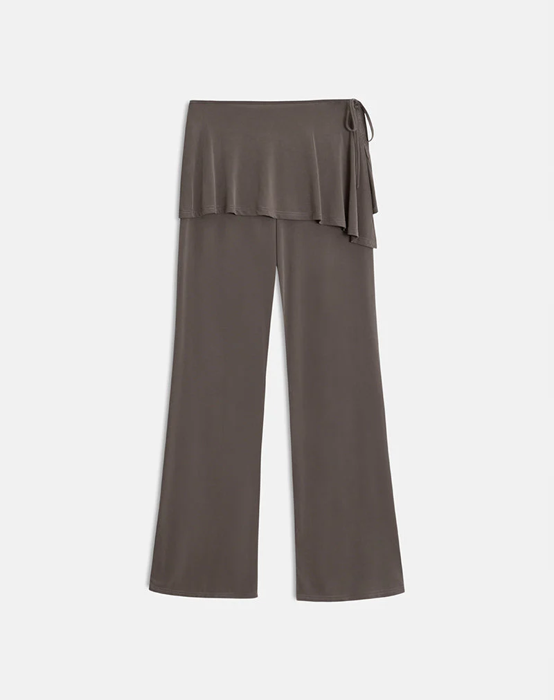 Amata Trouser Skirt in Cupro Dark Brown - Image 6