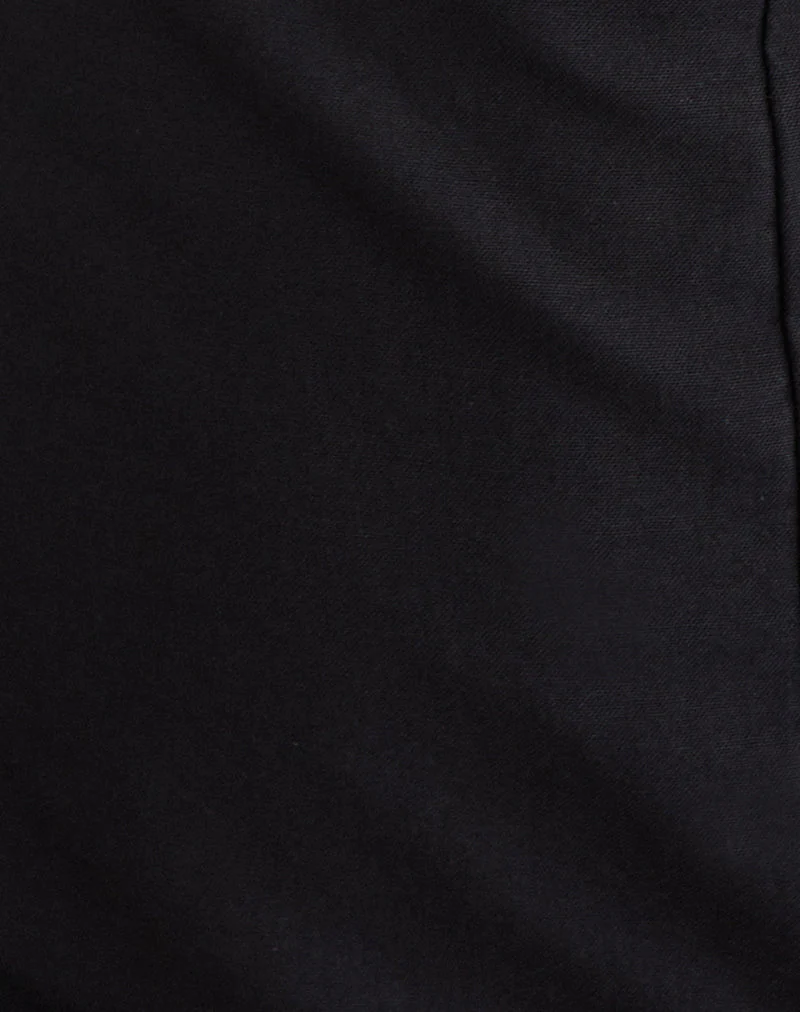 Ambra Scoop Mini Dress in Linen Black - Image 6