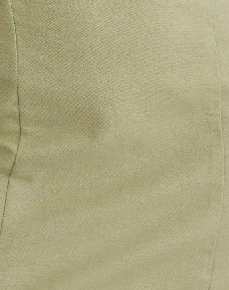 Ambra Scoop Mini Dress in Linen Sage Green - Image 6
