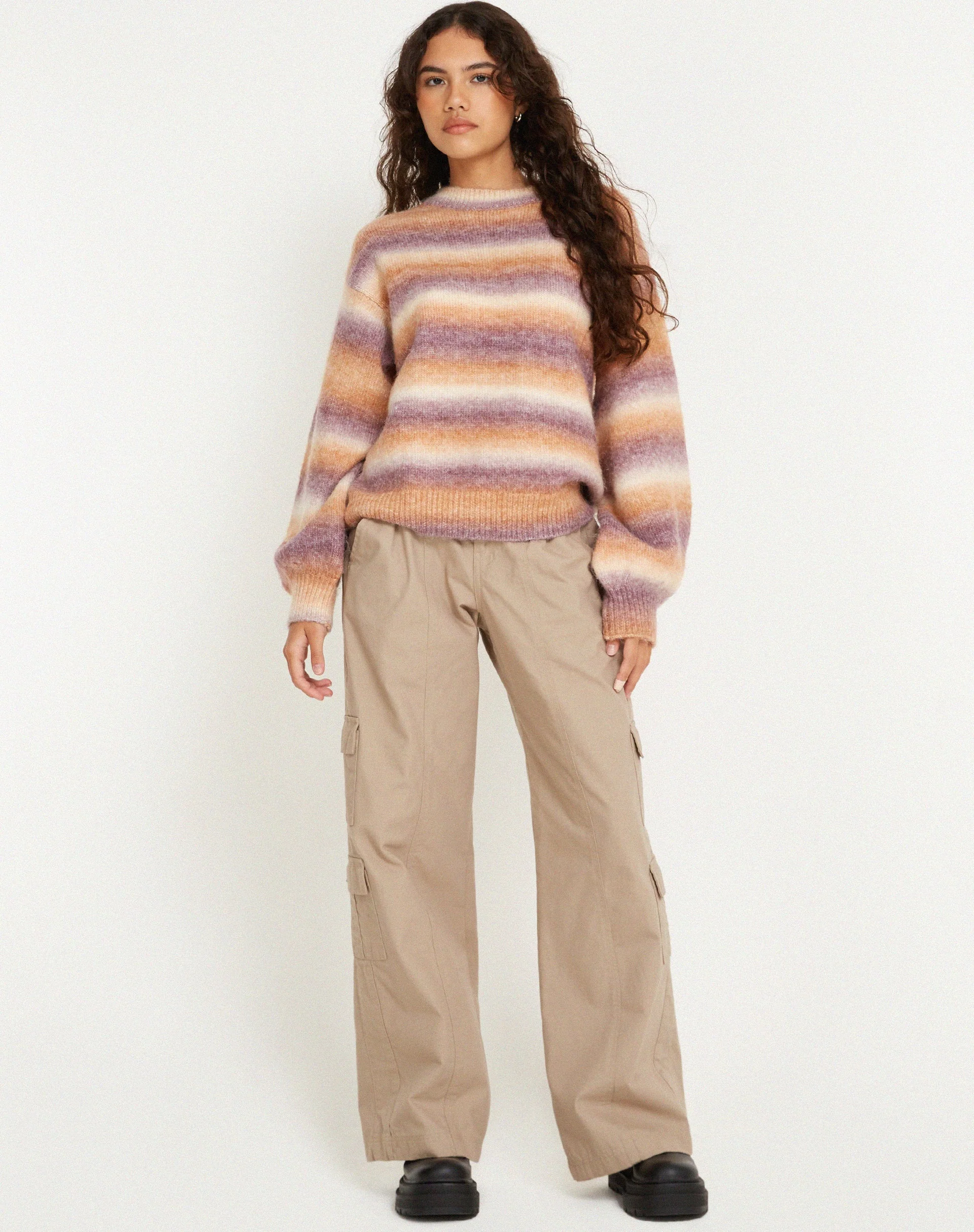 Ammaria Jumper in Purple Brown Cream - Image 3