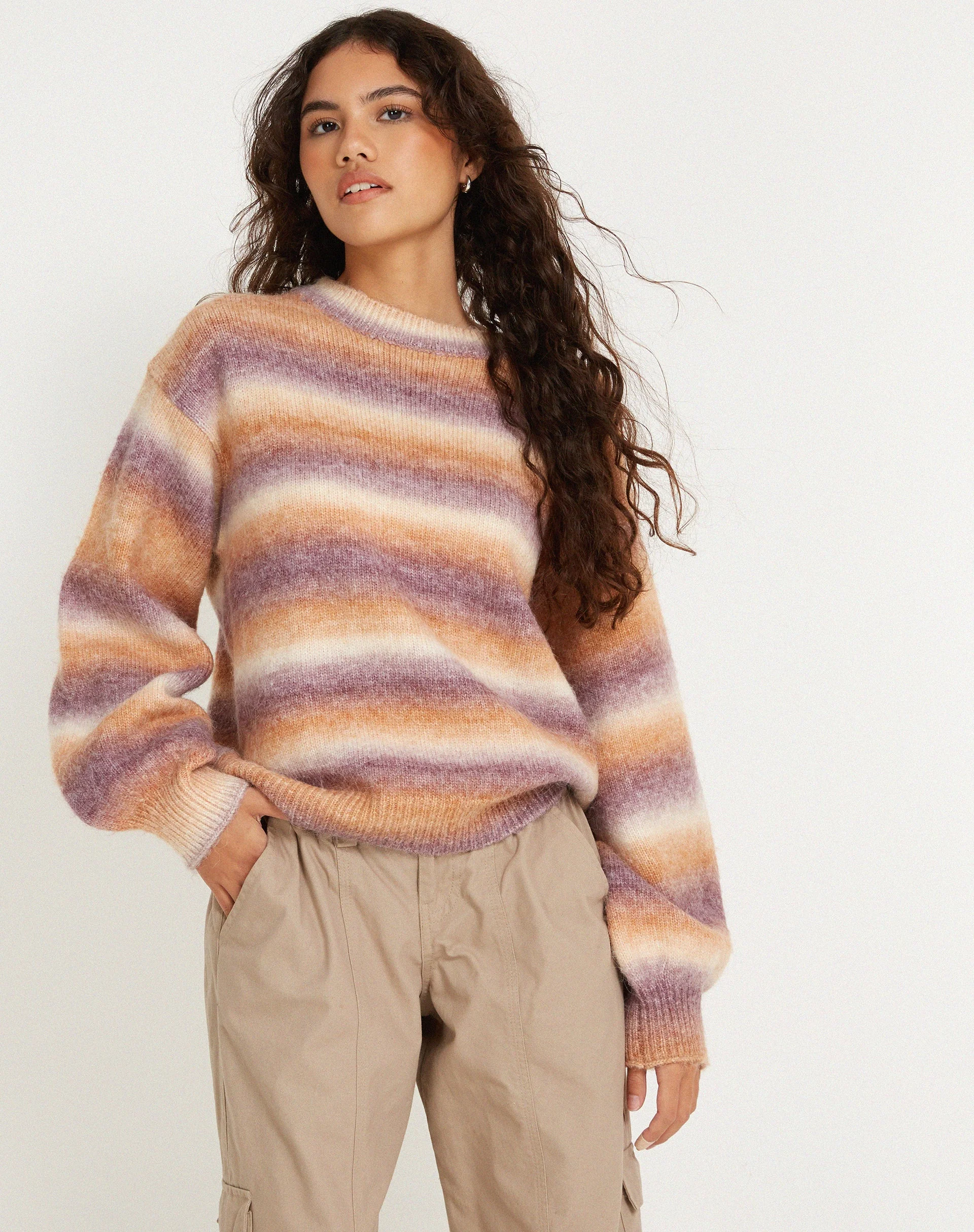 Ammaria Jumper in Purple Brown Cream - Image 5