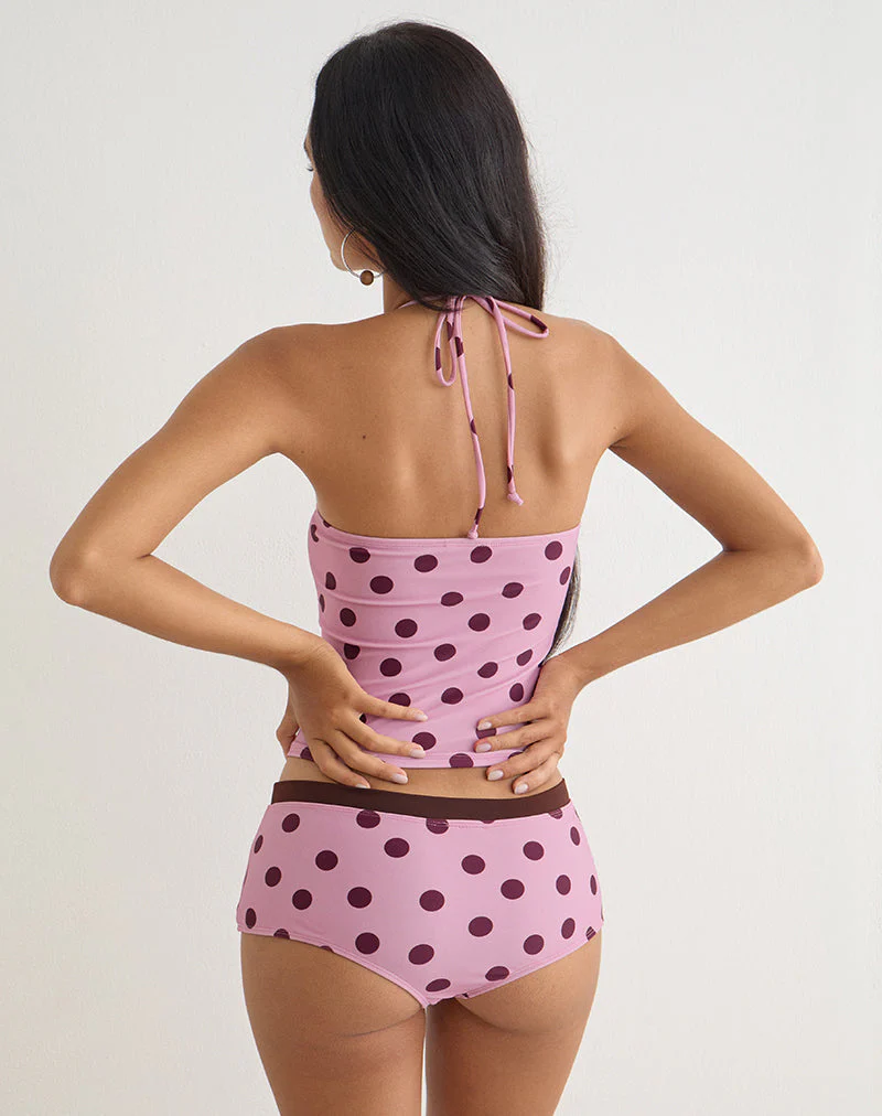 Amy Swim Short in Pink with Irregular Polka - Image 4