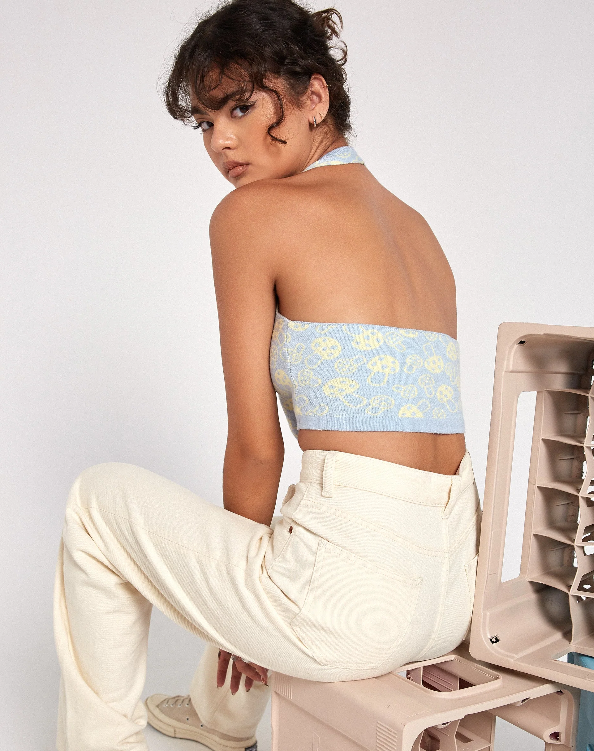 Anura Crop Top in Baby Shroom Blue Yellow - Image 3