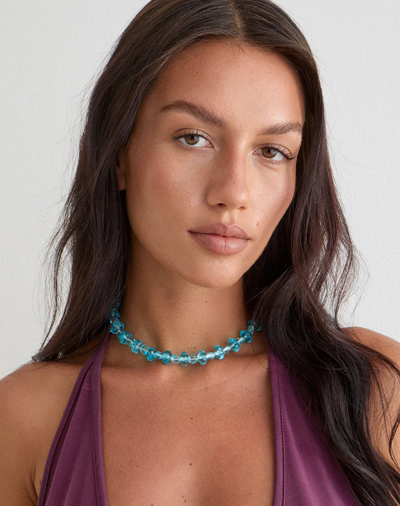 Aqua Blue Faceted Necklace - Image 5