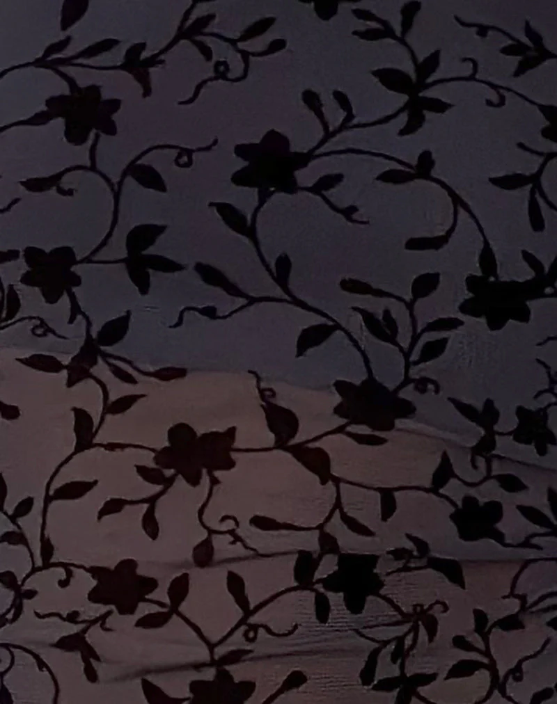 Arabella Halterneck Top in Pretty Petal Flock Navy - Image 6