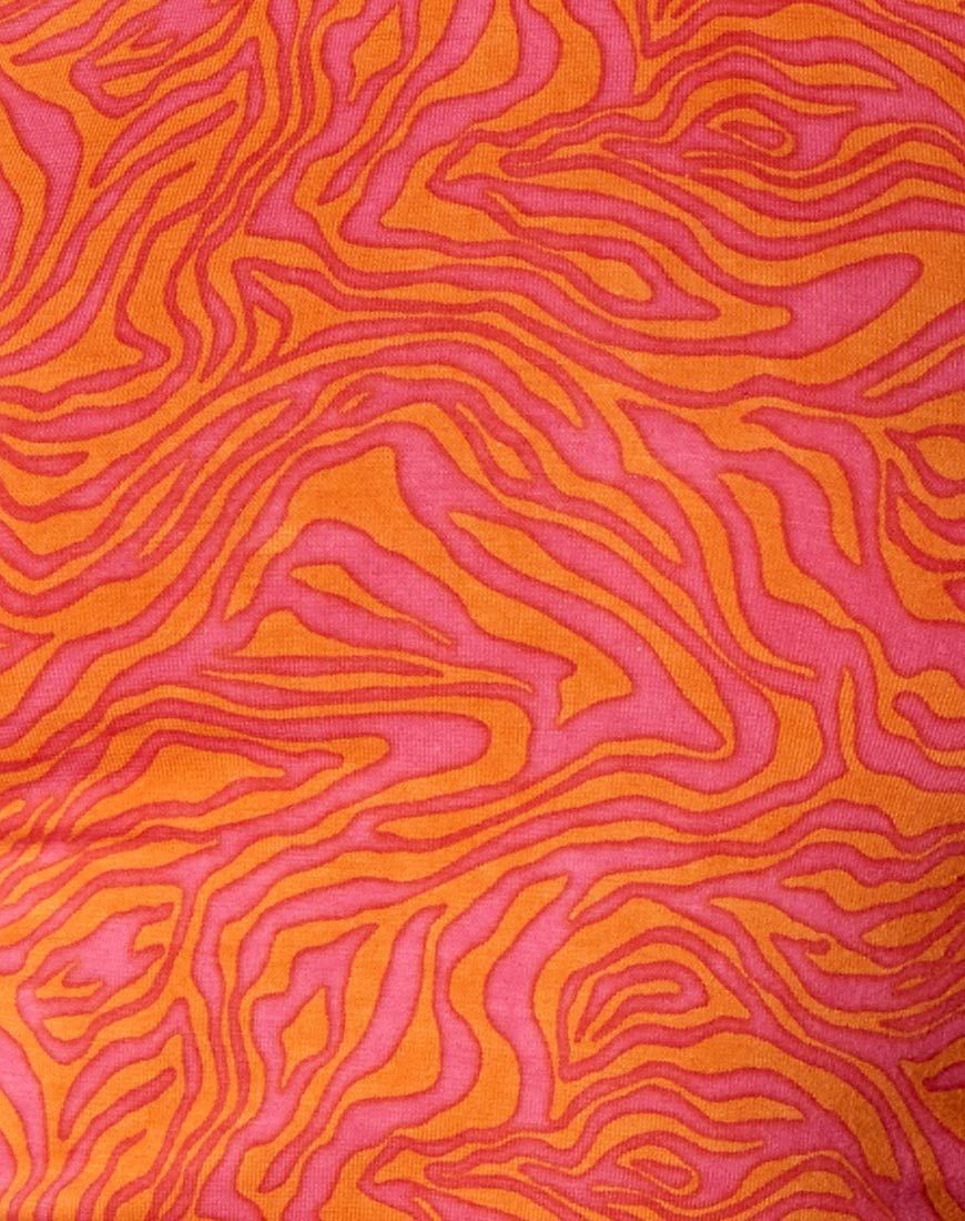 Ardilla Bodycon Dress in Trippy Waves Tangerine and Pink - Image 6