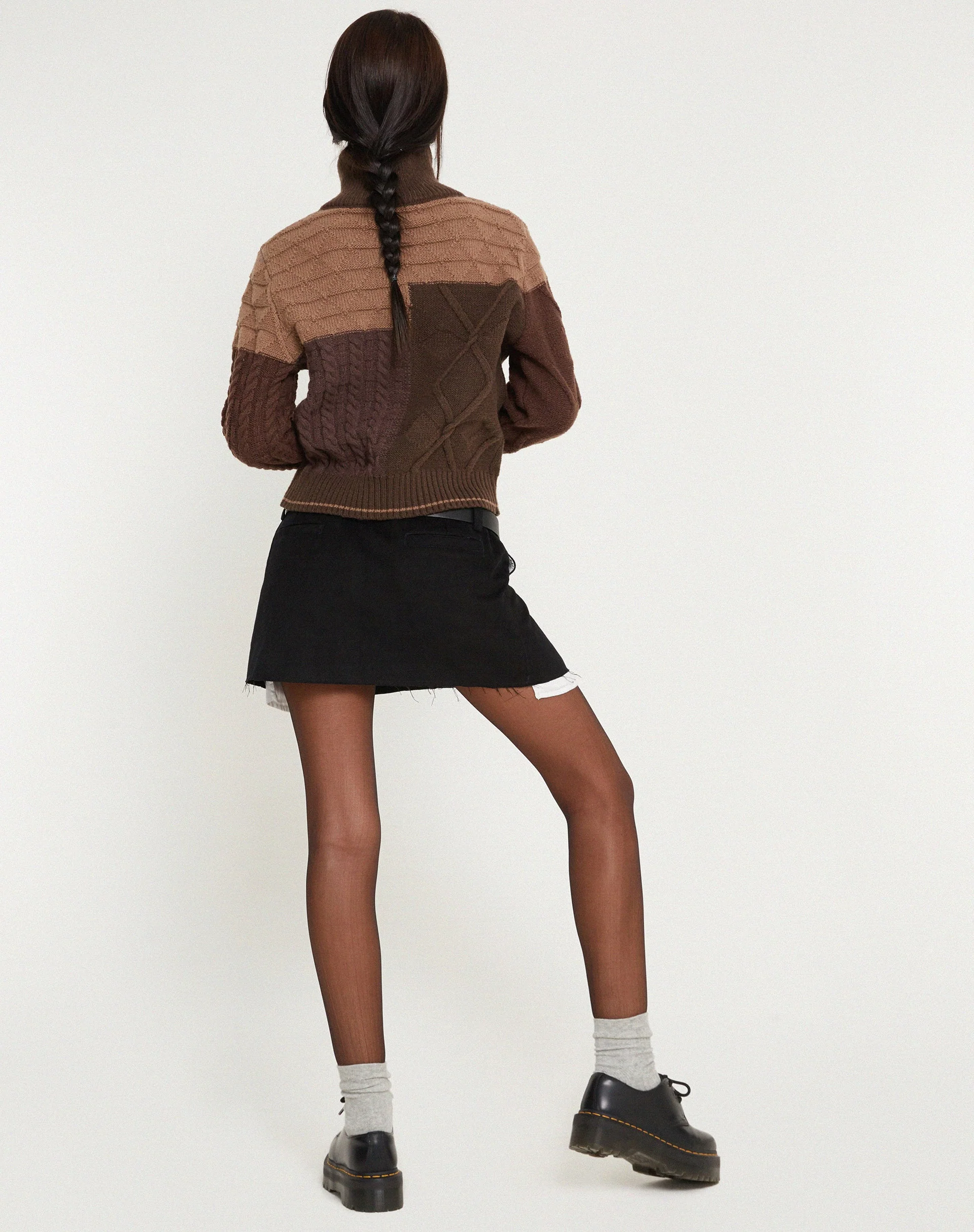 Arelius Knitted Jacket in Tonal Brown - Image 5