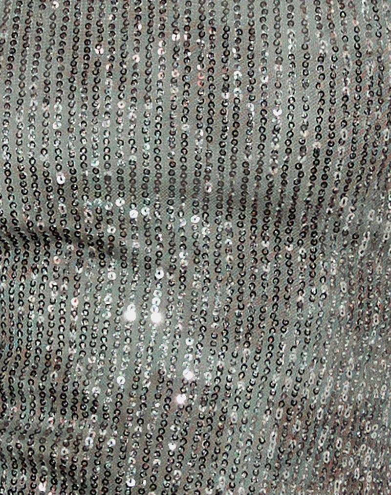 Argeila Halter Top in Green and Grey Sequin - Image 6