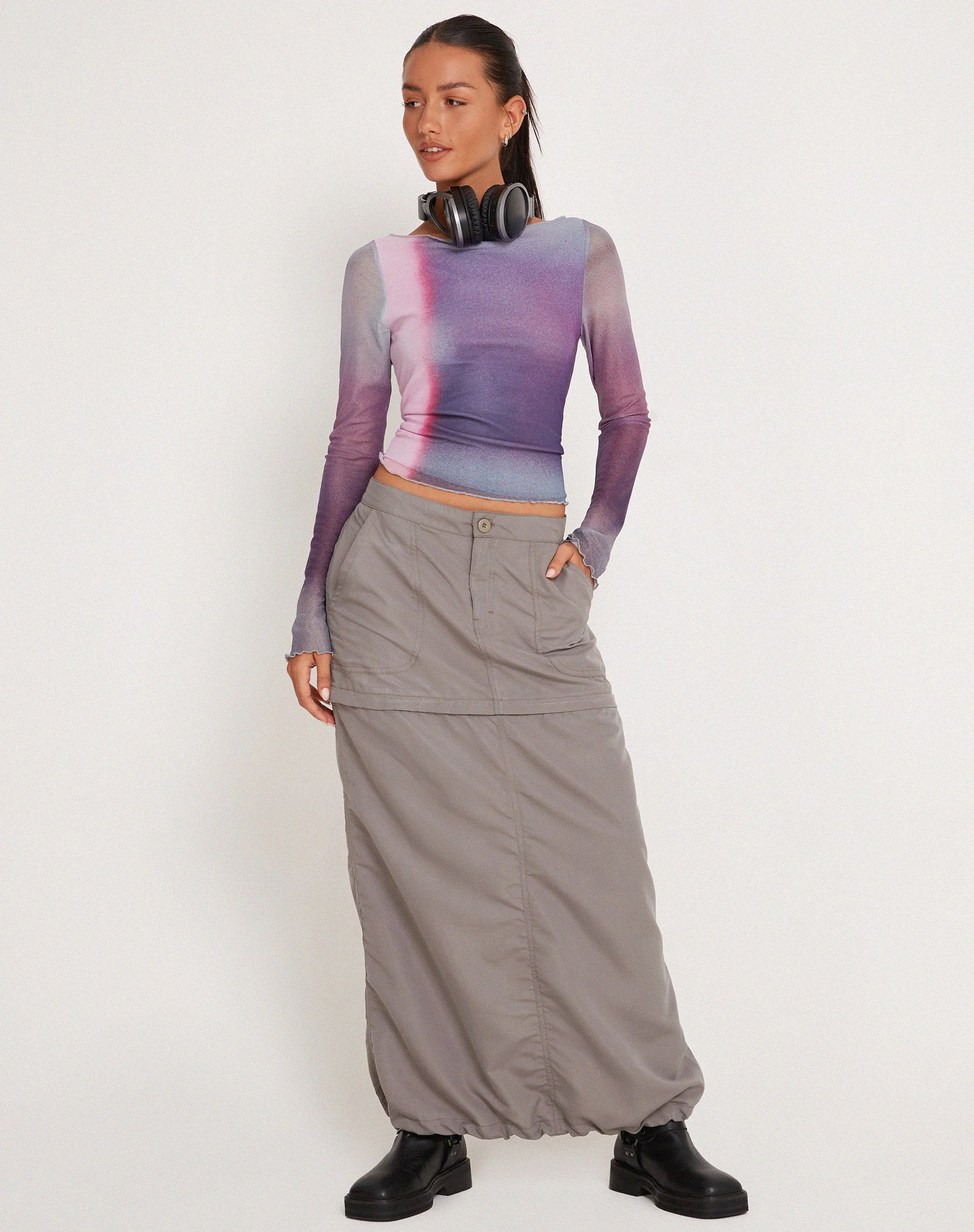 Armali Long Sleeve Top in Mesh Pink Digi Print - Image 2