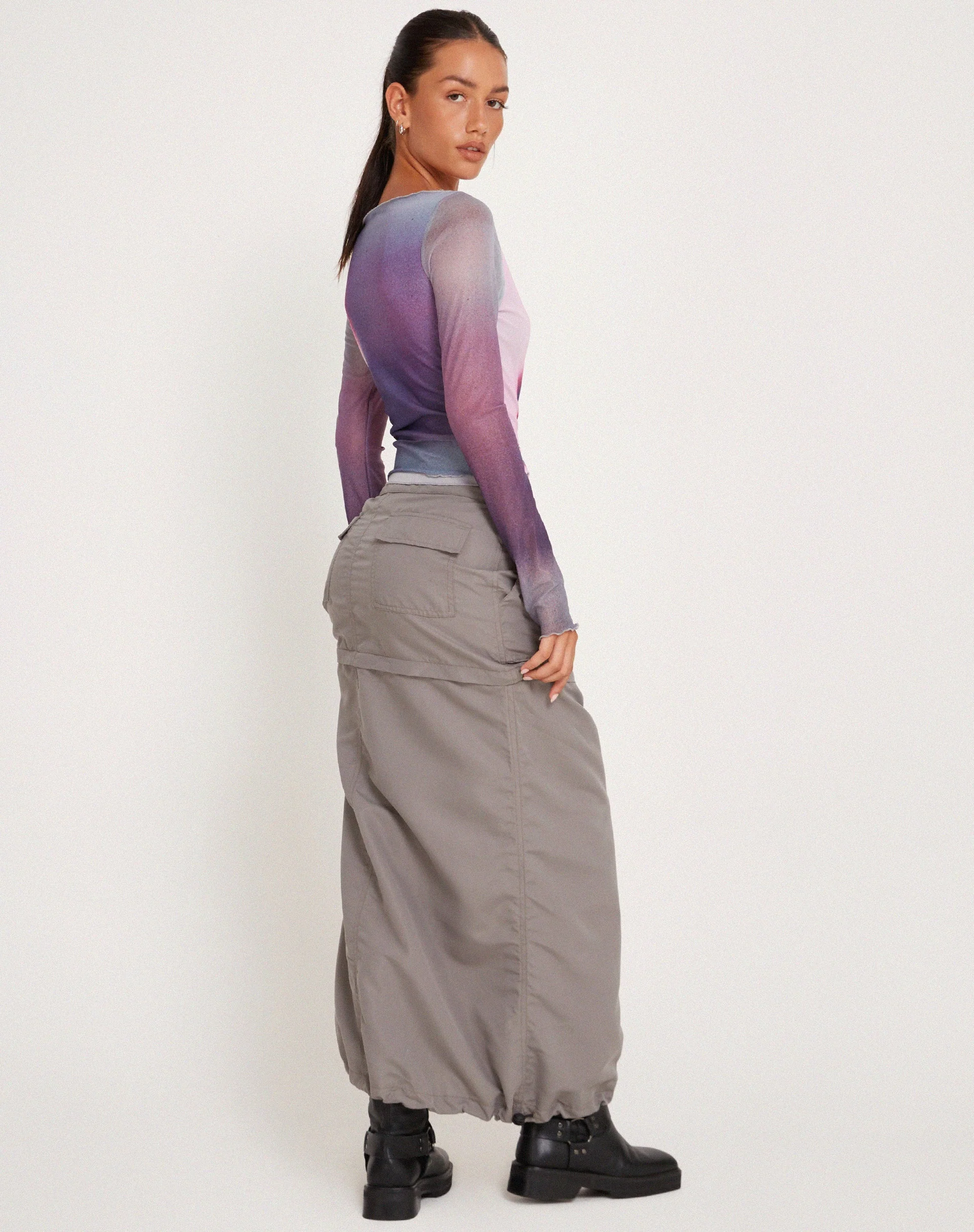 Armali Long Sleeve Top in Mesh Pink Digi Print - Image 6