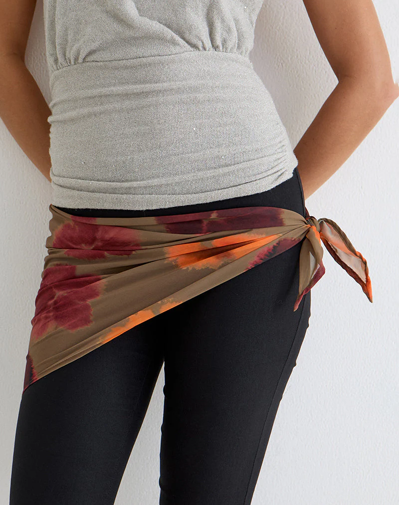 Arpi Square Scarf in Chiffon Petals Script Olive - Image 4