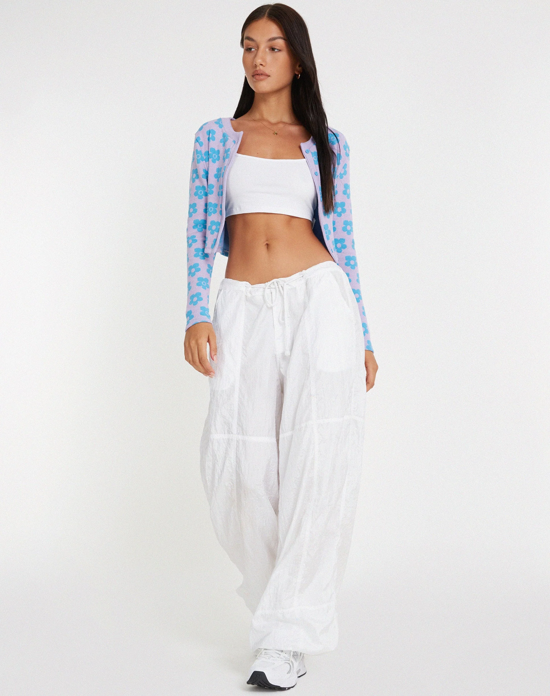 Attina Cardi in Cute Floral Daisy Lilac and Blue - Image 3