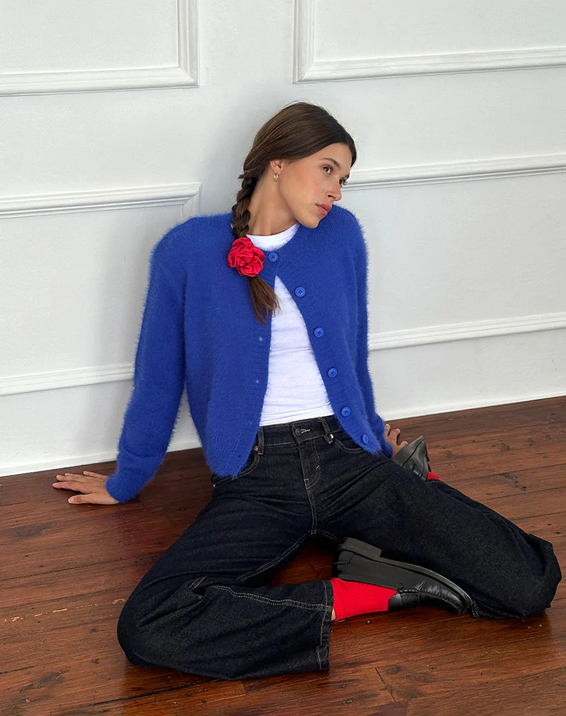 Audrina Cardigan in Fluffy Cobalt Blue - Image 2