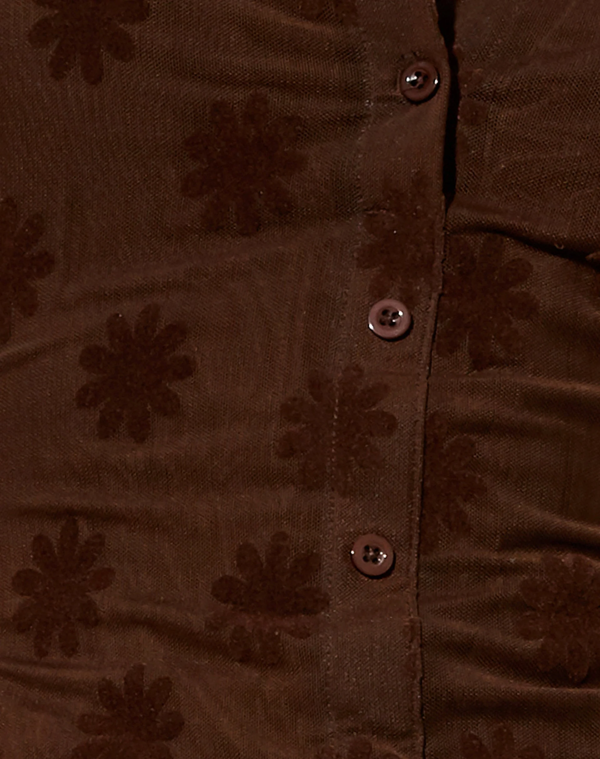 Avalo Mini Dress in Brown Flock Daisy Mesh - Image 7
