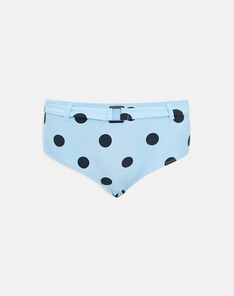 Avi Swim Short in Blue with Polka Space Black and Belt - Image 7