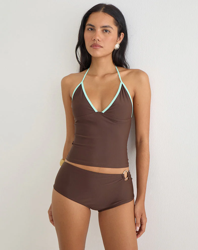 Avi Swim Short in Brown with O Ring - Image 3