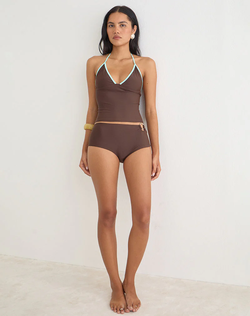 Avi Swim Short in Brown with O Ring - Image 4