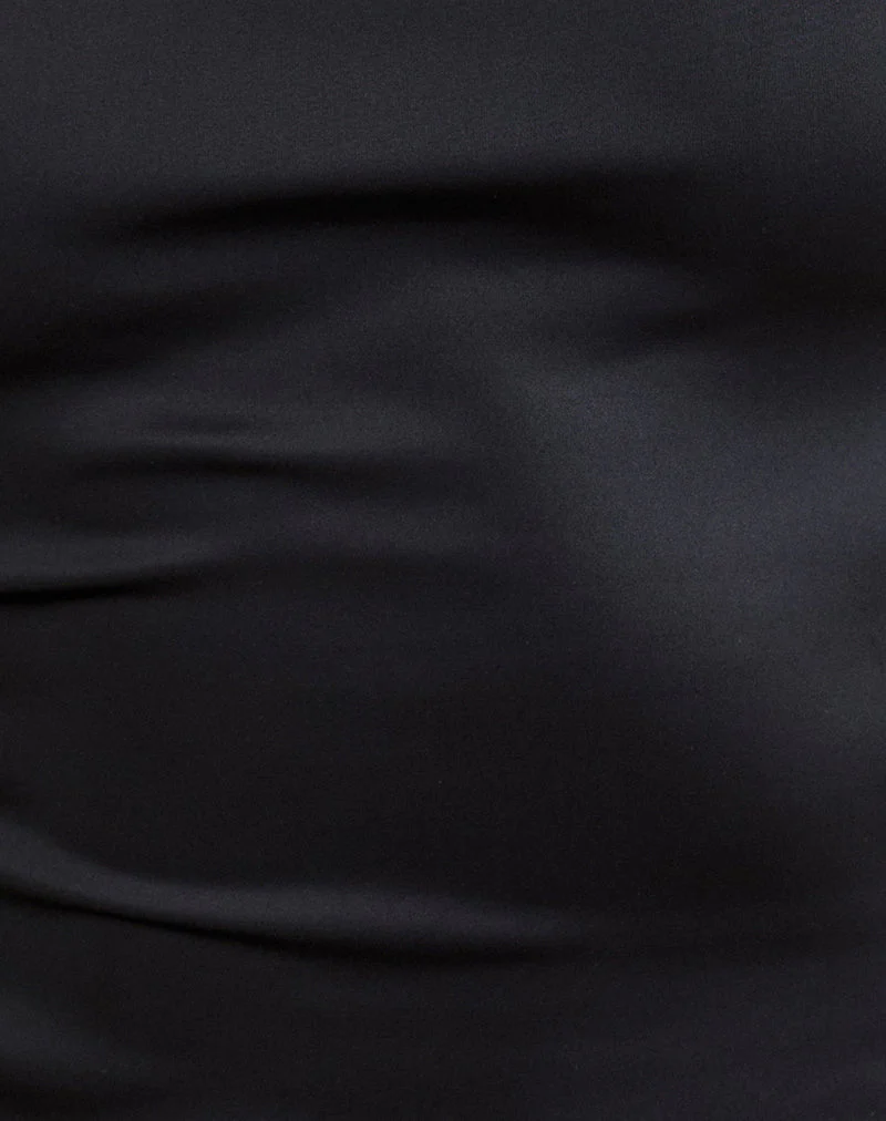 Ayaka Lace Up Corset Top in Satin Black - Image 6