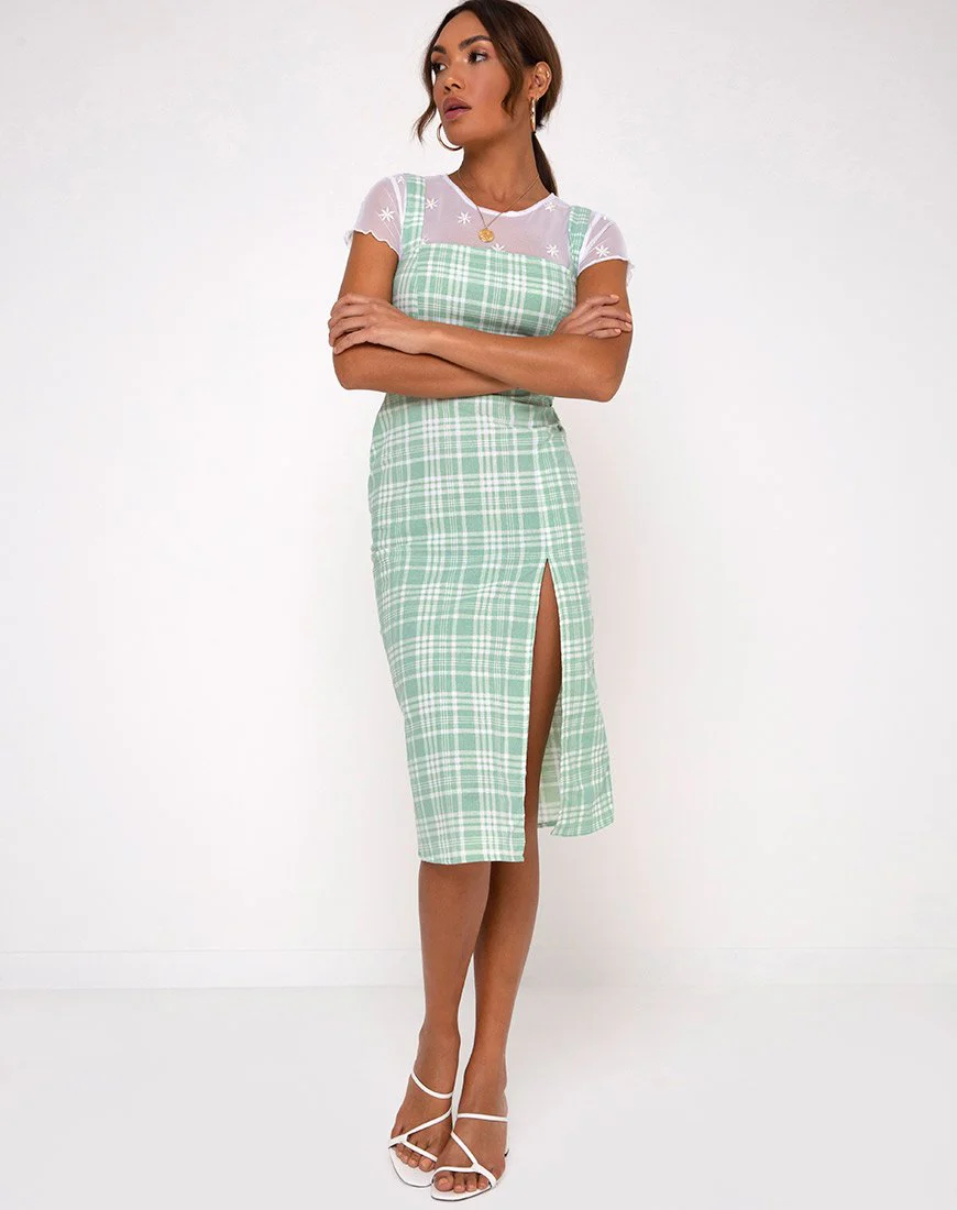 Ayuka Midi Dress in Table Cloth Neo Mint - Image 3