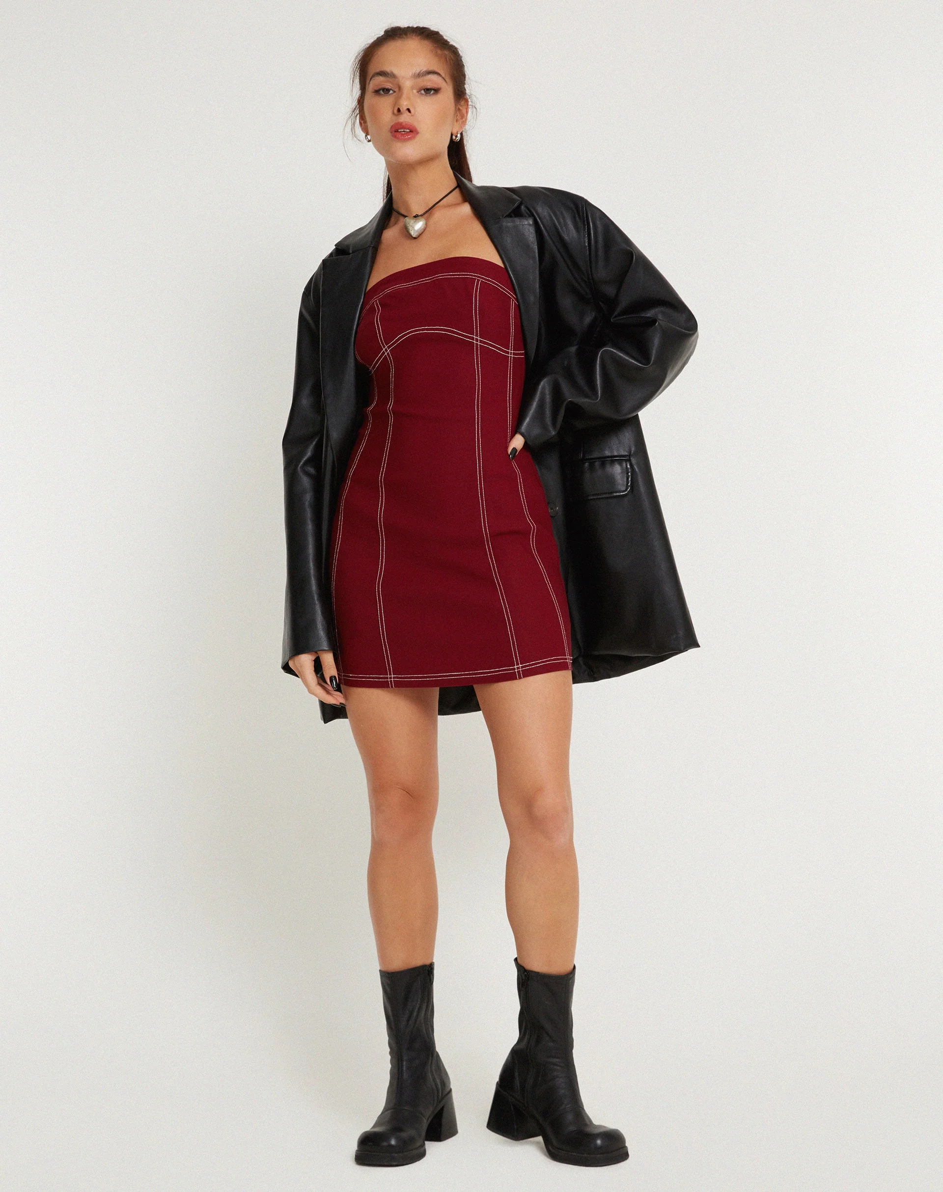 Baladis Mini Dress in Tailoring Redwood - Image 2