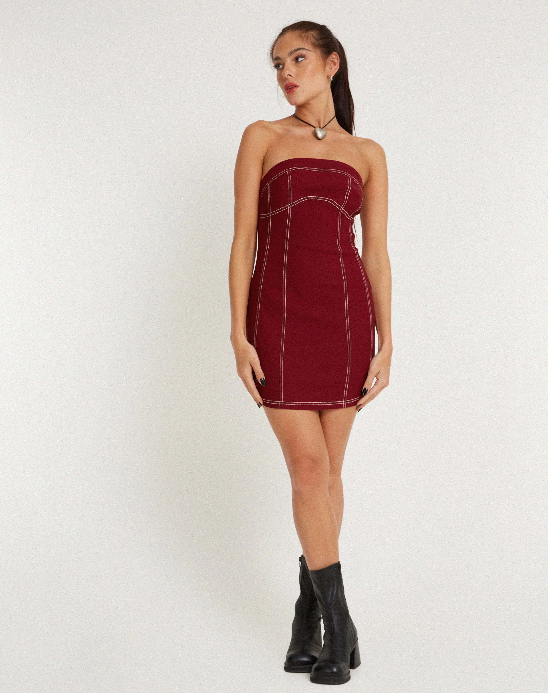 Baladis Mini Dress in Tailoring Redwood - Image 5