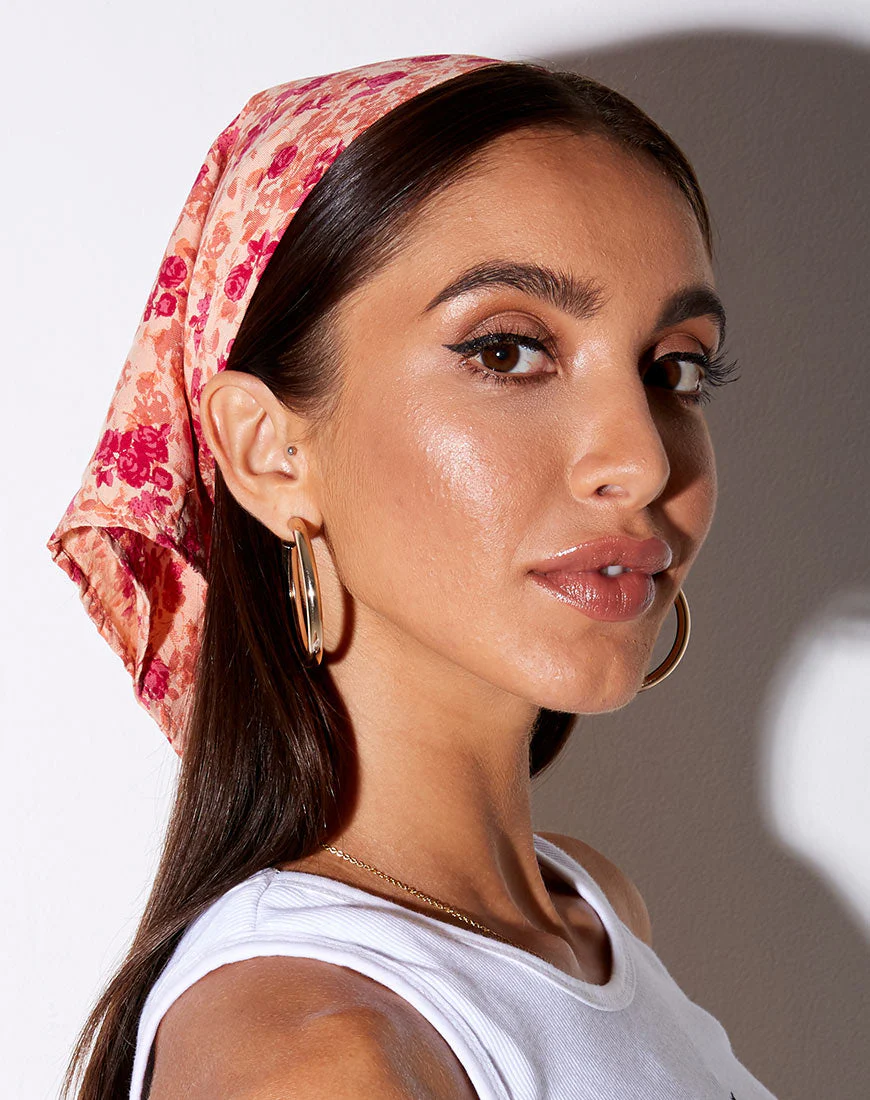 Bandana in Dark Wild Flower Cantaloupe - Image 2