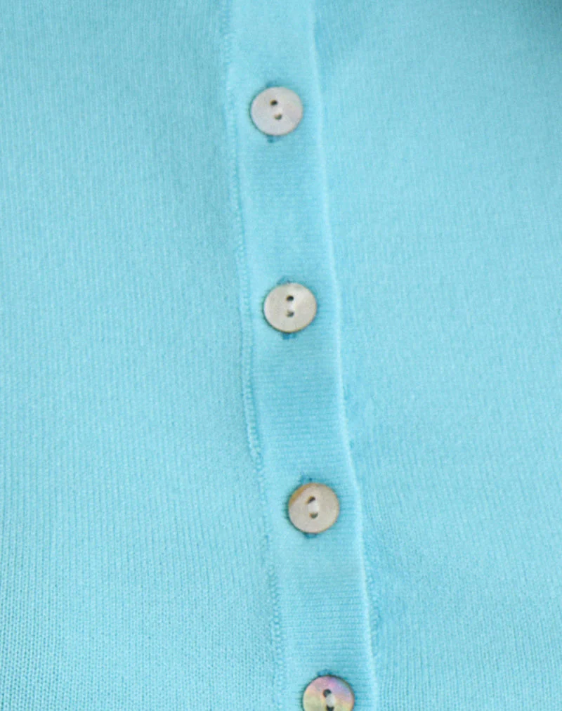 Baniah Cropped Cardigan in Flat Knit Blue - Image 5