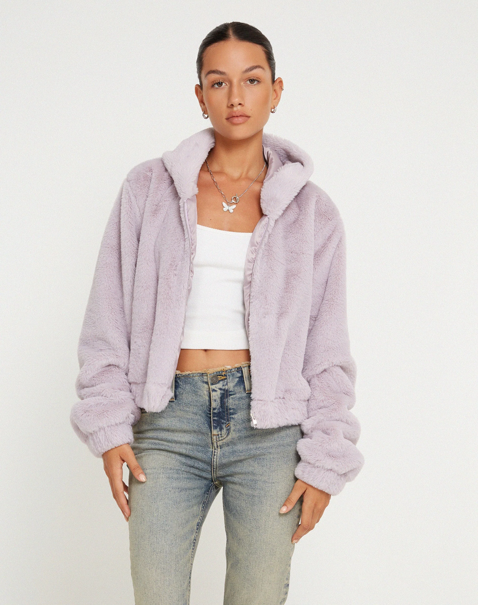 Banowa Zip Up Jacket in Lilac - Image 3