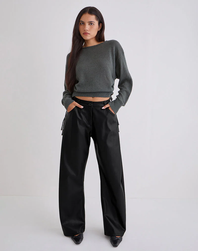 Barvyn Barrel Leg Trouser in PU Black - Image 3