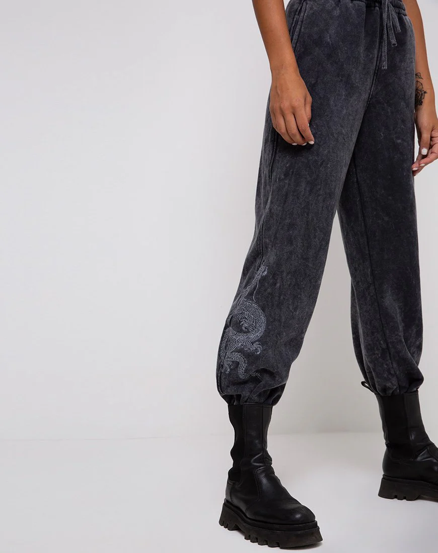 Basta Jogger in Acid Stone Wash with Dragon Embro - Image 5