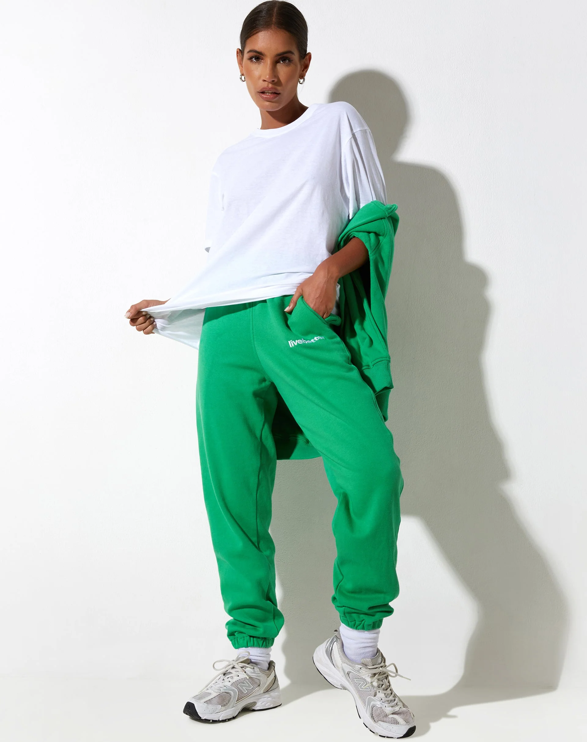 Basta Jogger in Fun Green with 'Live Better' Embro - Image 2