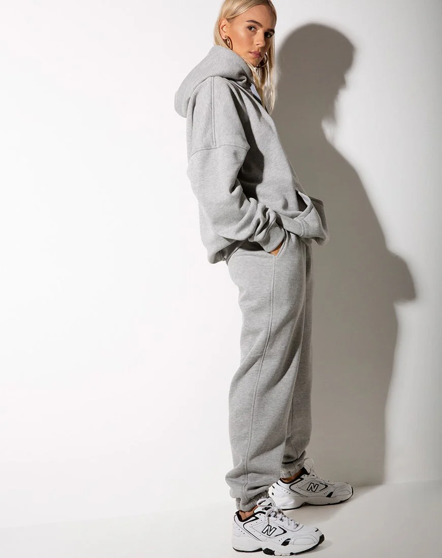 Basta Jogger in Grey Marl with 'Motel' Barcode Embro - Image 3