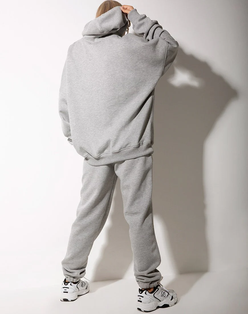 Basta Jogger in Grey Marl with 'Motel' Barcode Embro - Image 5