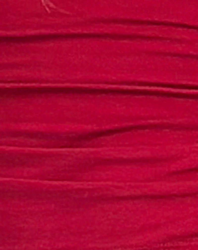Batya Plunge Top in Ruched Jersey Adrenaline Red - Image 6