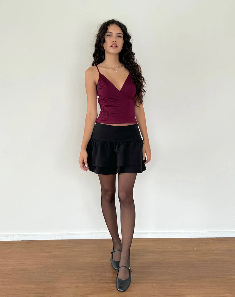 Bea Cross Front Top in Burgundy - Image 3