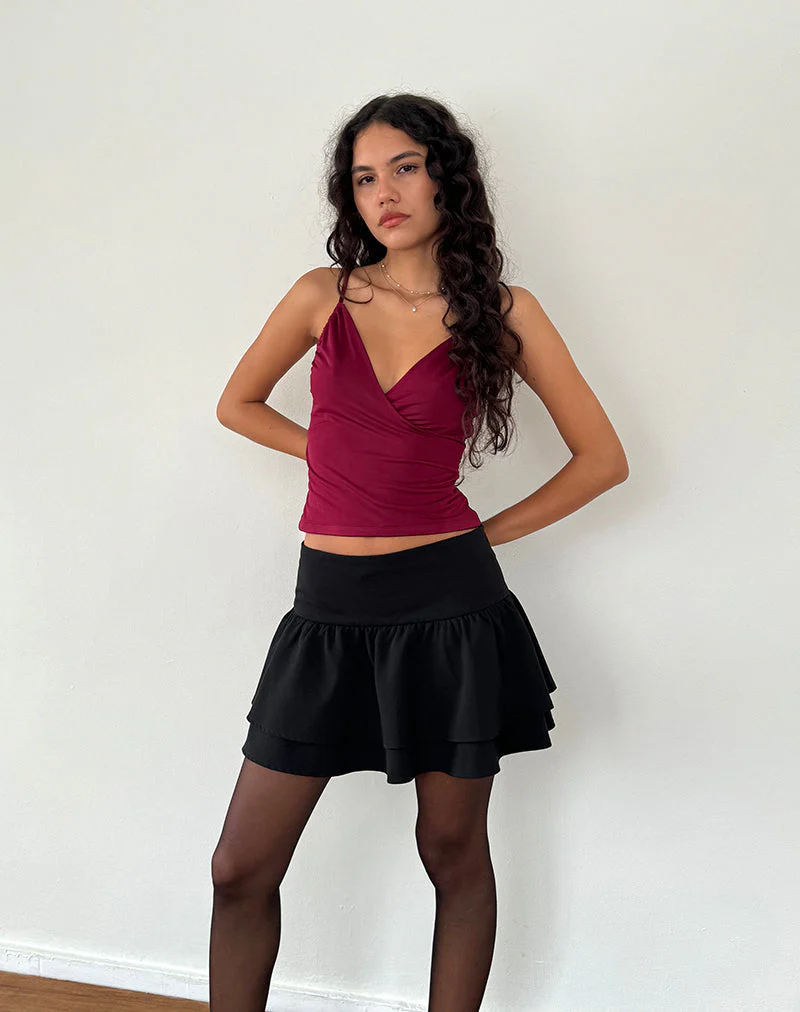 Bea Cross Front Top in Burgundy - Image 5