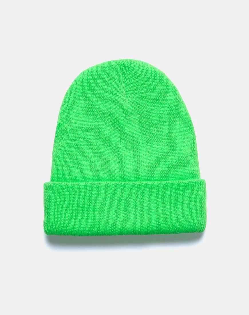 Beanie Hat in Slime Green - Image 3