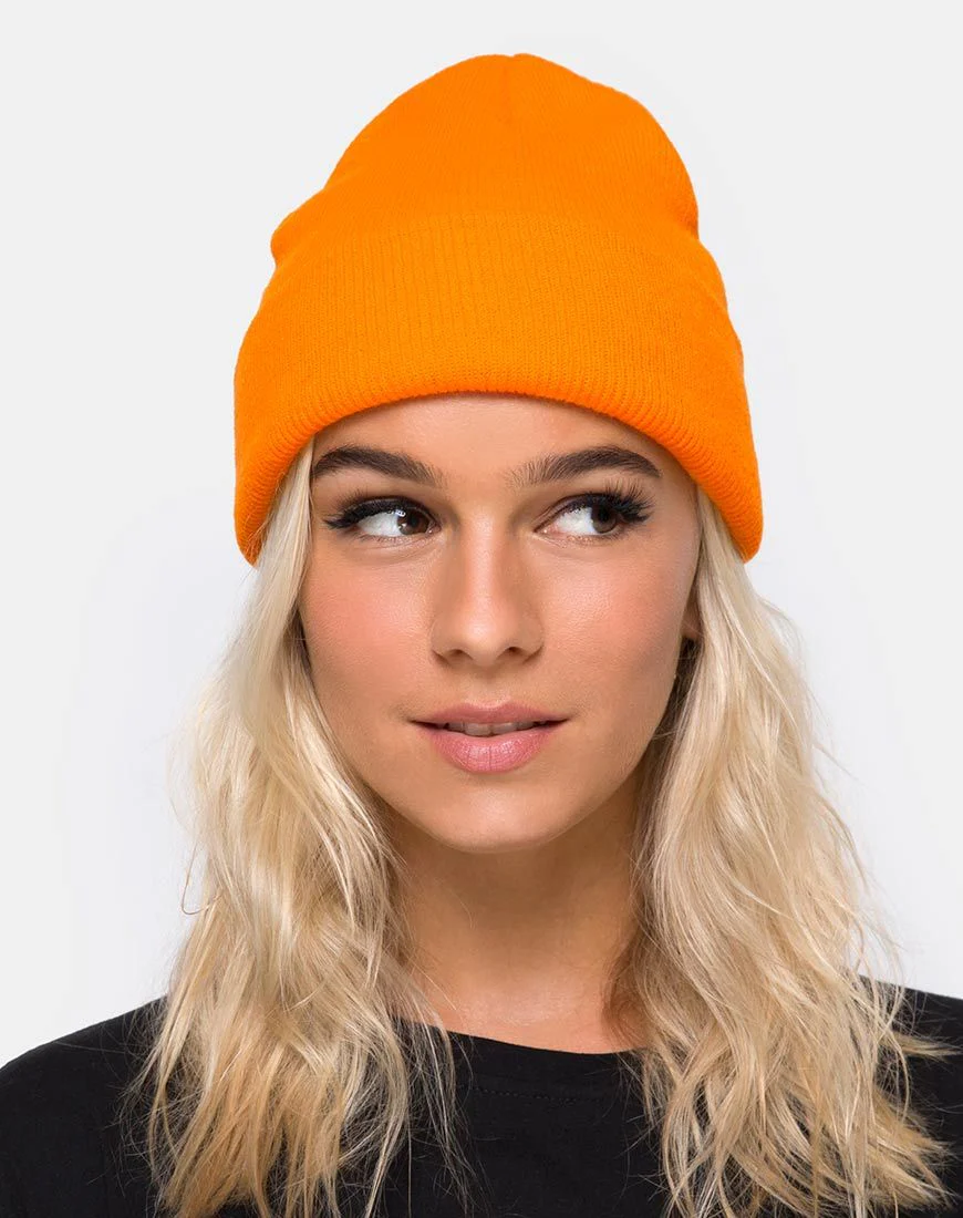 Beanie Hat in Sour Orange - Image 2