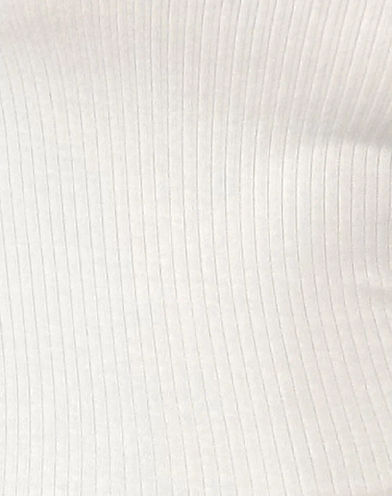 Beech Ribbed Long Sleeve Top in Off White - Image 6