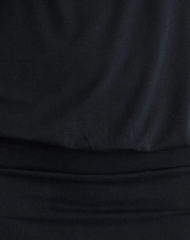Belia Cinched Waist Mini Dress in Black - Image 6